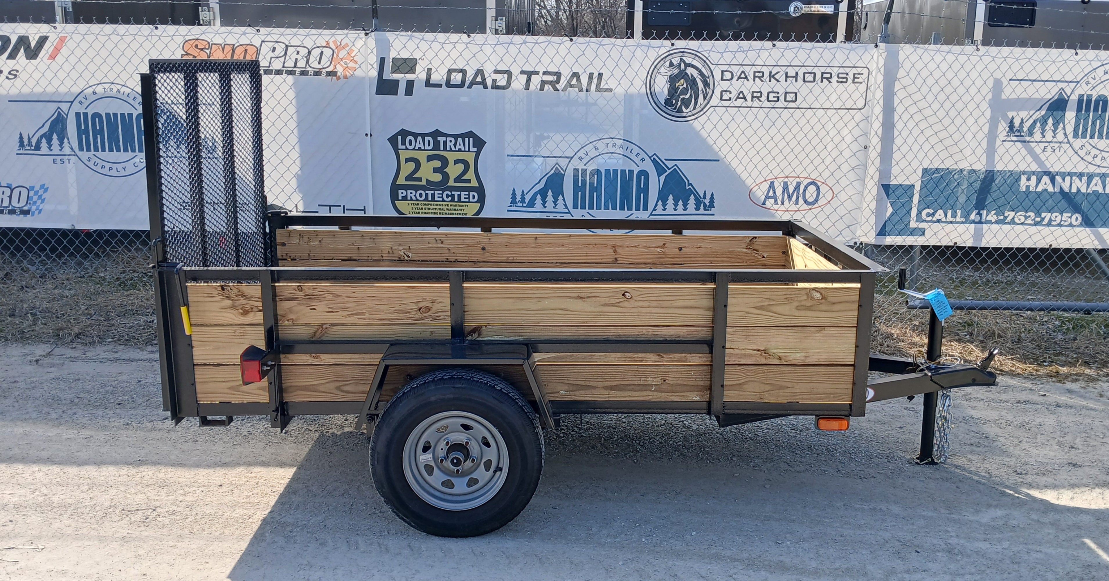 AMO 4 X 8 Steel Utility Trailer with Ramp Gate and 20" Solid Wood Sides